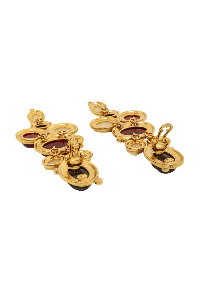 Cabochon Drop Earrings by Yves Saint Laurent laid flat @ Recess LA