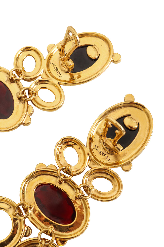 Cabochon Drop Earrings by Yves Saint Laurent backs clasps @ Recess LA