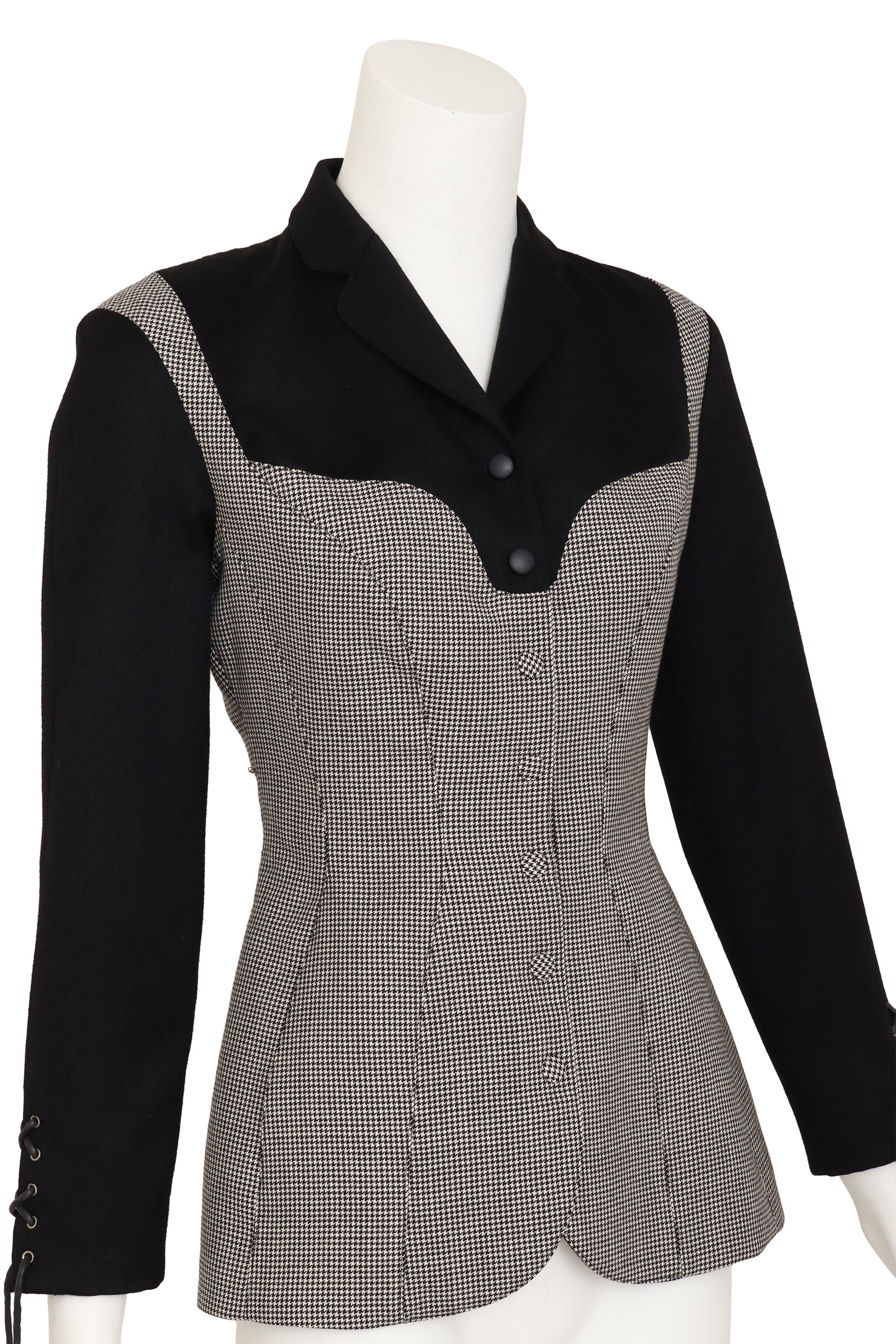 houndstooth jacket by Mugler on mannequin close @ Recess LA