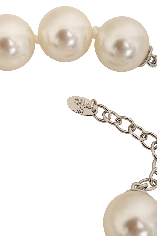Vivienne Westwood Neysa Pearl Crystal Saturn Necklace charm back @ Recess LA