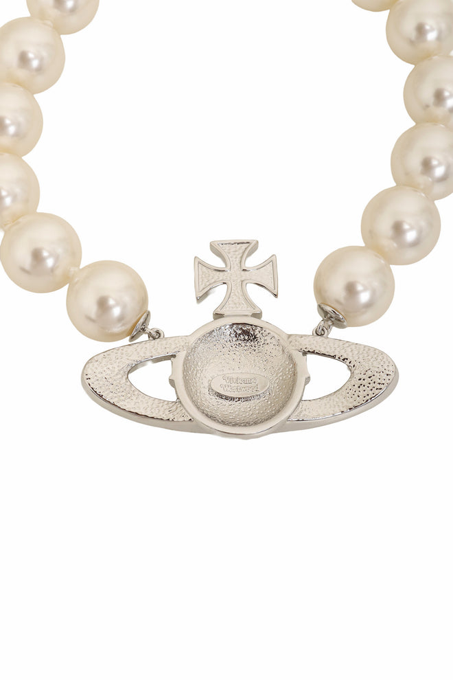 Vivienne Westwood Neysa Pearl Crystal Saturn Necklace pendant signature @ Recess LA