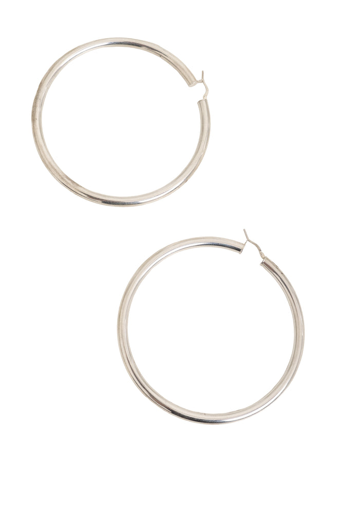 Vintage Sterling Tube Hoop Earrings @ Recess LA