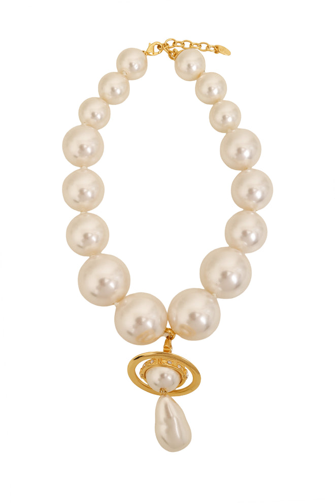 Vivienne Westwood Large Pearl Drop Saturn Choker @ Recess LA