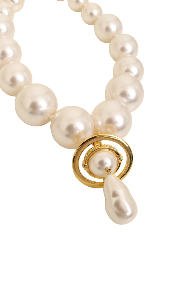Vivienne Westwood Large Pearl Drop Saturn Choker close @ Recess LA