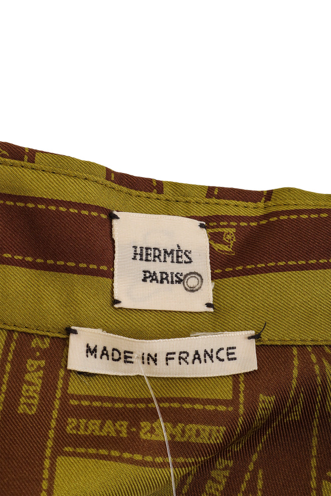 Hermes Silk Ribbon Print Shirt Dress signature @ Recess LA