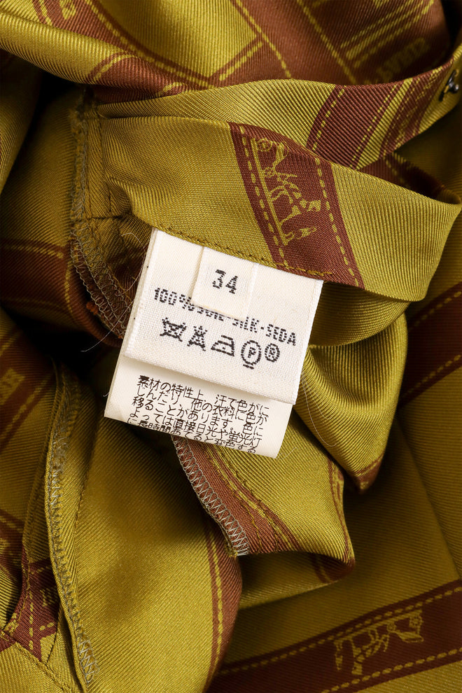 Hermes Silk Ribbon Print Shirt Dress fabric tag @ Recess LA