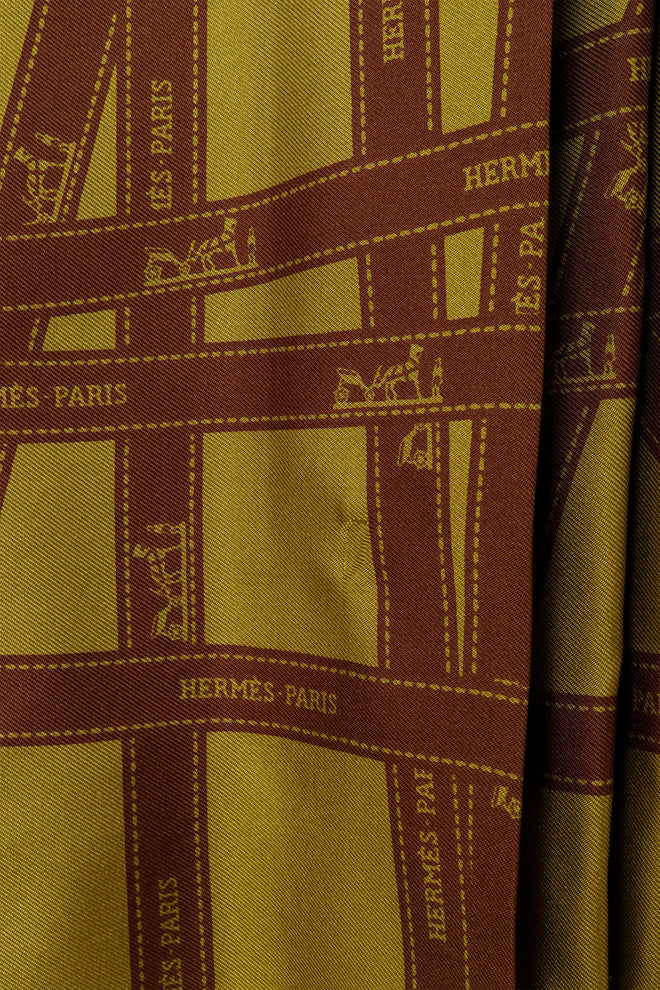 Hermes Silk Ribbon Print Shirt Dress snag @ Recess LA