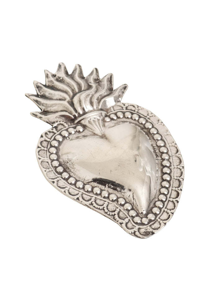 Vintage Sterling Sacred Heart Brooch close @ Recess LA