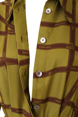 Hermes Silk Ribbon Print Shirt Dress closeup @ Recess LA