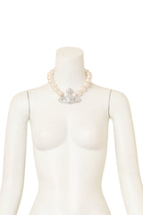 Vivienne Westwood Neysa Pearl Crystal Saturn Necklace on mannequin @ Recess LA