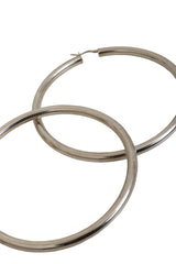 Vintage Sterling Tube Hoop Earrings close @ Recess LA