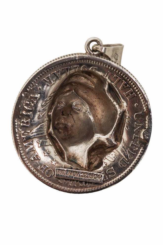 1905 Barber Half Dollar Repousse Coin Pendant back @ Recess LA