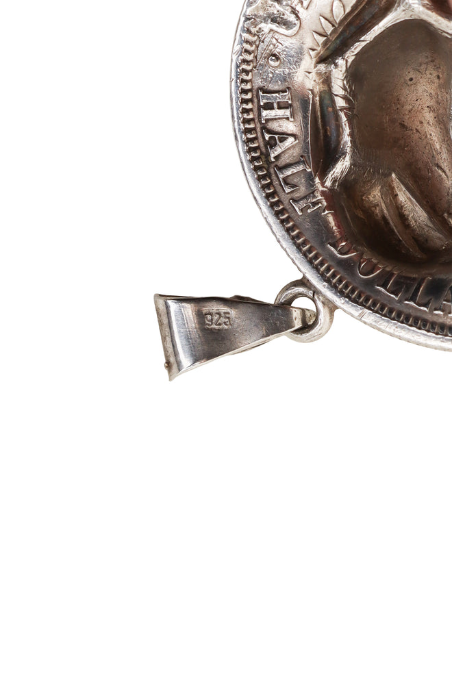 1905 Barber Half Dollar Repousse Coin Pendant 925 stamp @ Recess LA