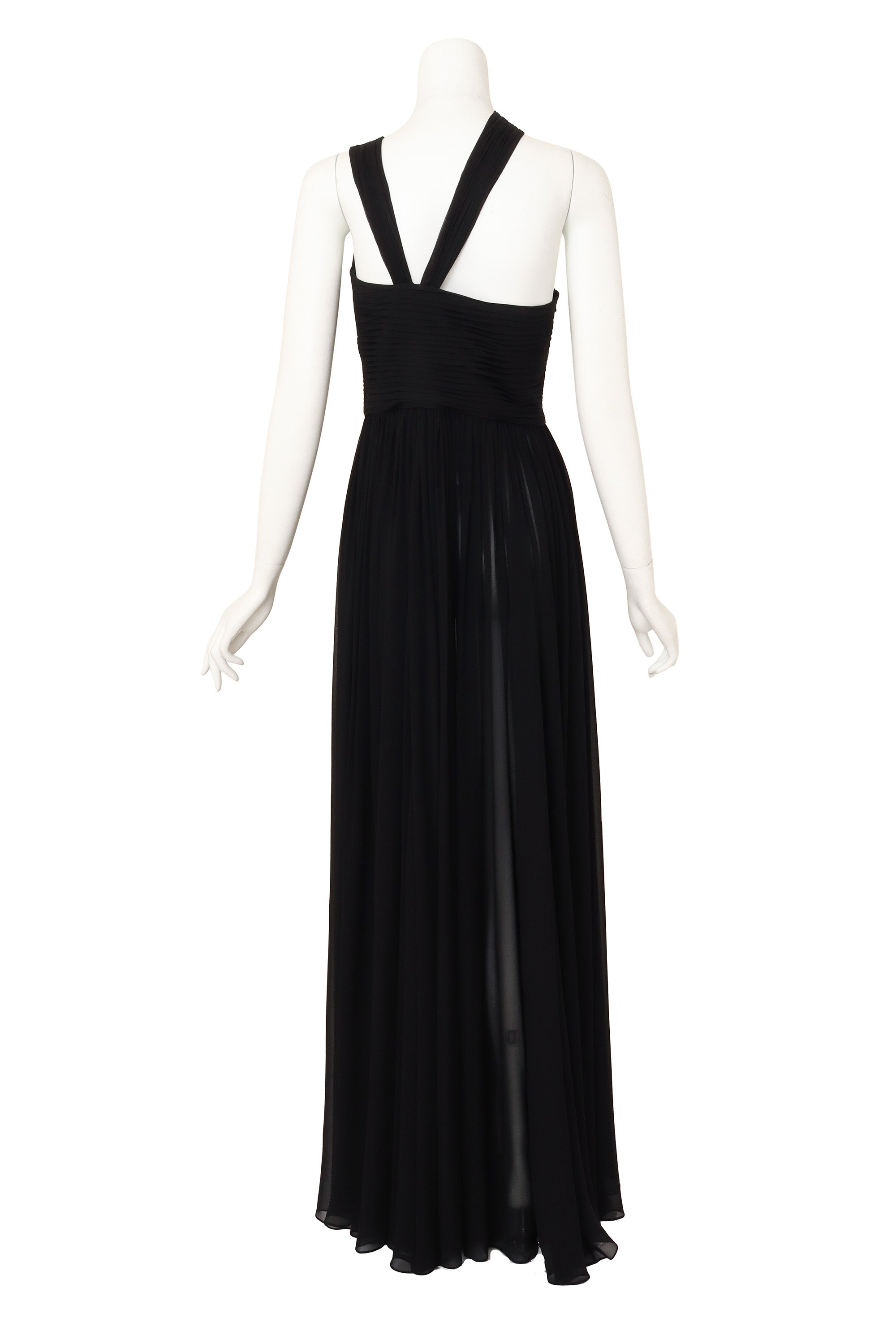 pleated halter gown by Michael Kors on mannequin back @ Recess LA