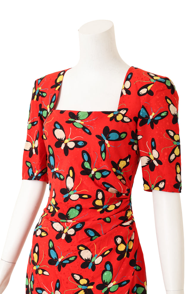 Butterfly Print Midi Dress by Ungaro closeup mannequin @ Recess LA