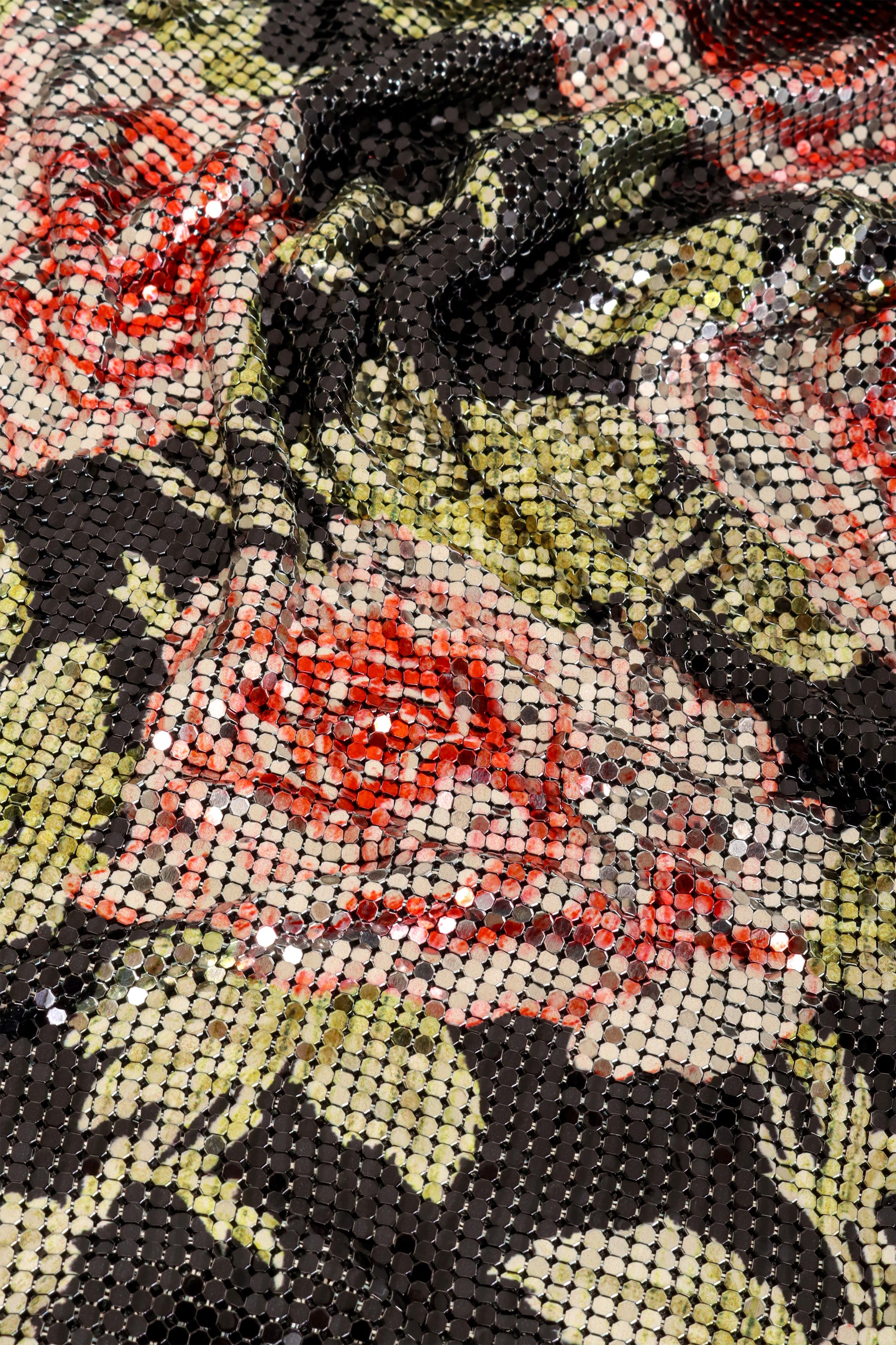 Floral Chainmail Lace Shift Dress by Paco Rabanne close up of material @ Recess LA