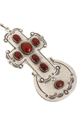 Vintage Al Somers Sterling Carnelian Cross Pendant close @ Recess LA