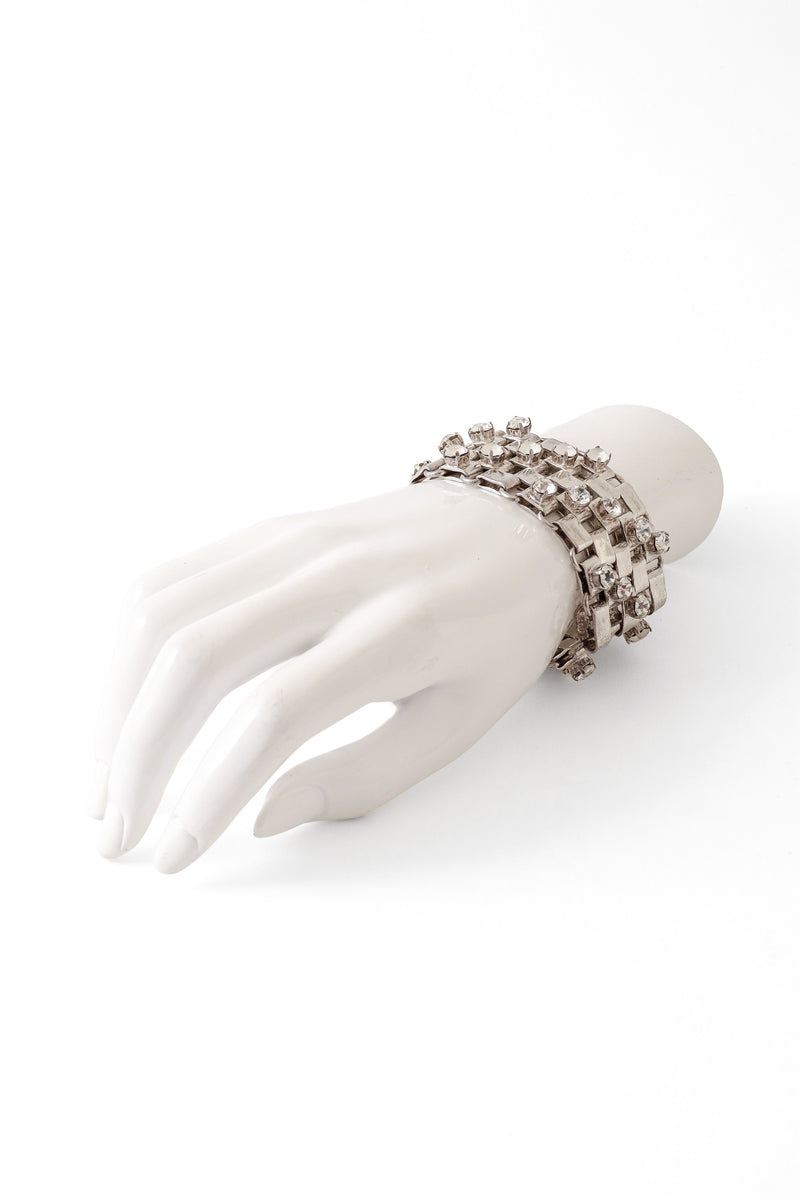 Rhinestone cuff bracelet by Dominique Aurientis on mannequin hand @ Recess LA