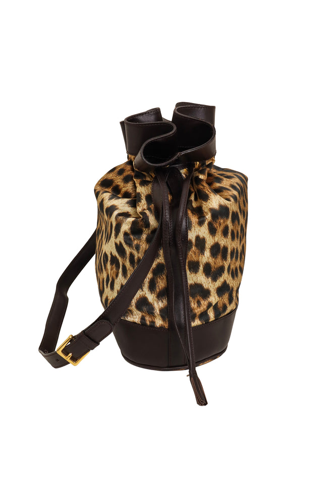 Leopard Print Bucket Bag by Moschino side view @ Recess LA