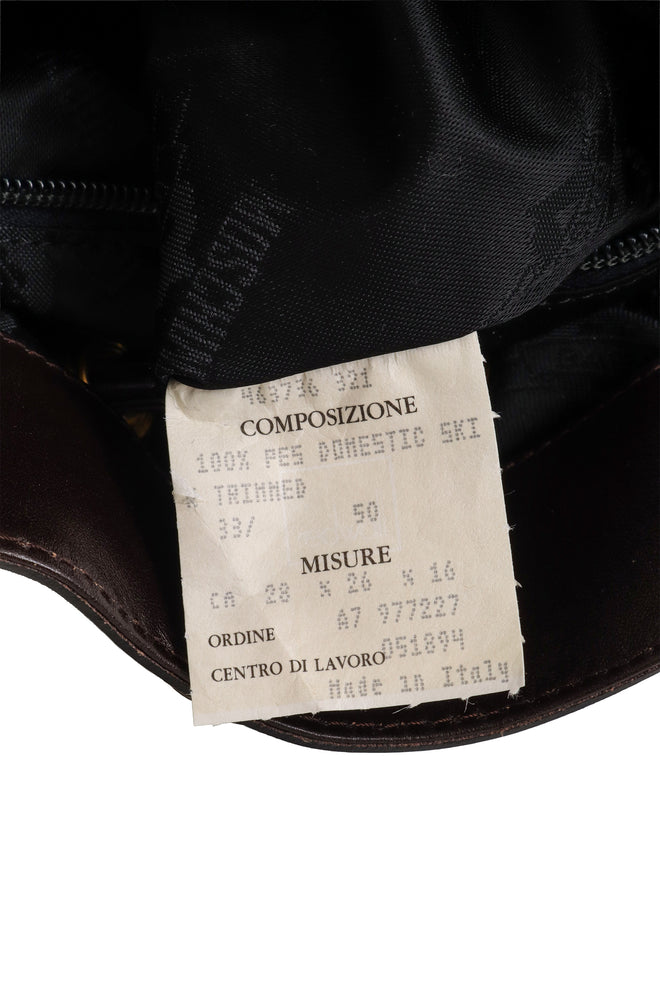 Leopard Print Bucket Bag by Moschino fabric contents and measurements @ Recess LA