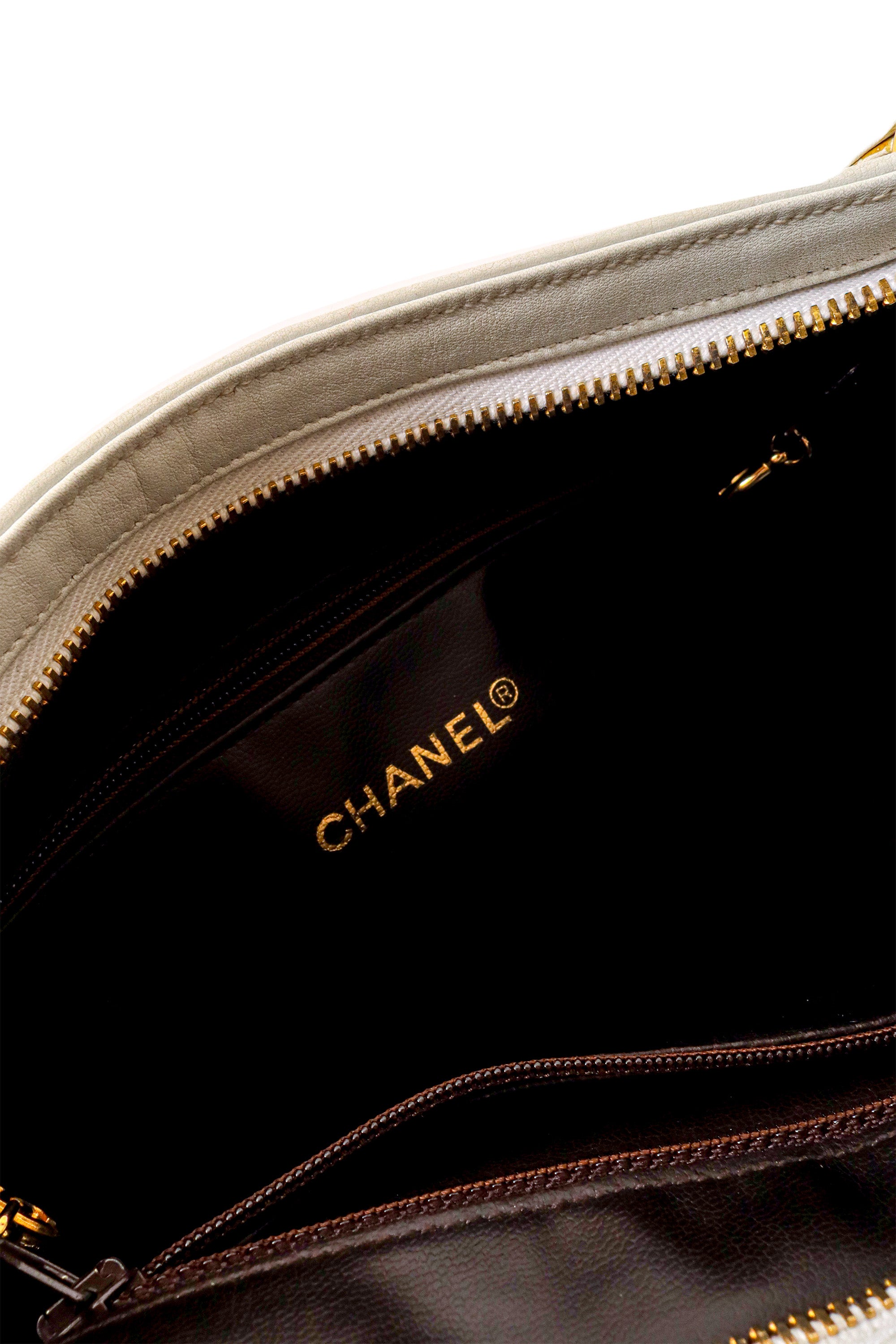 two tone shoulder bag by Chanel logo @ Recess LA