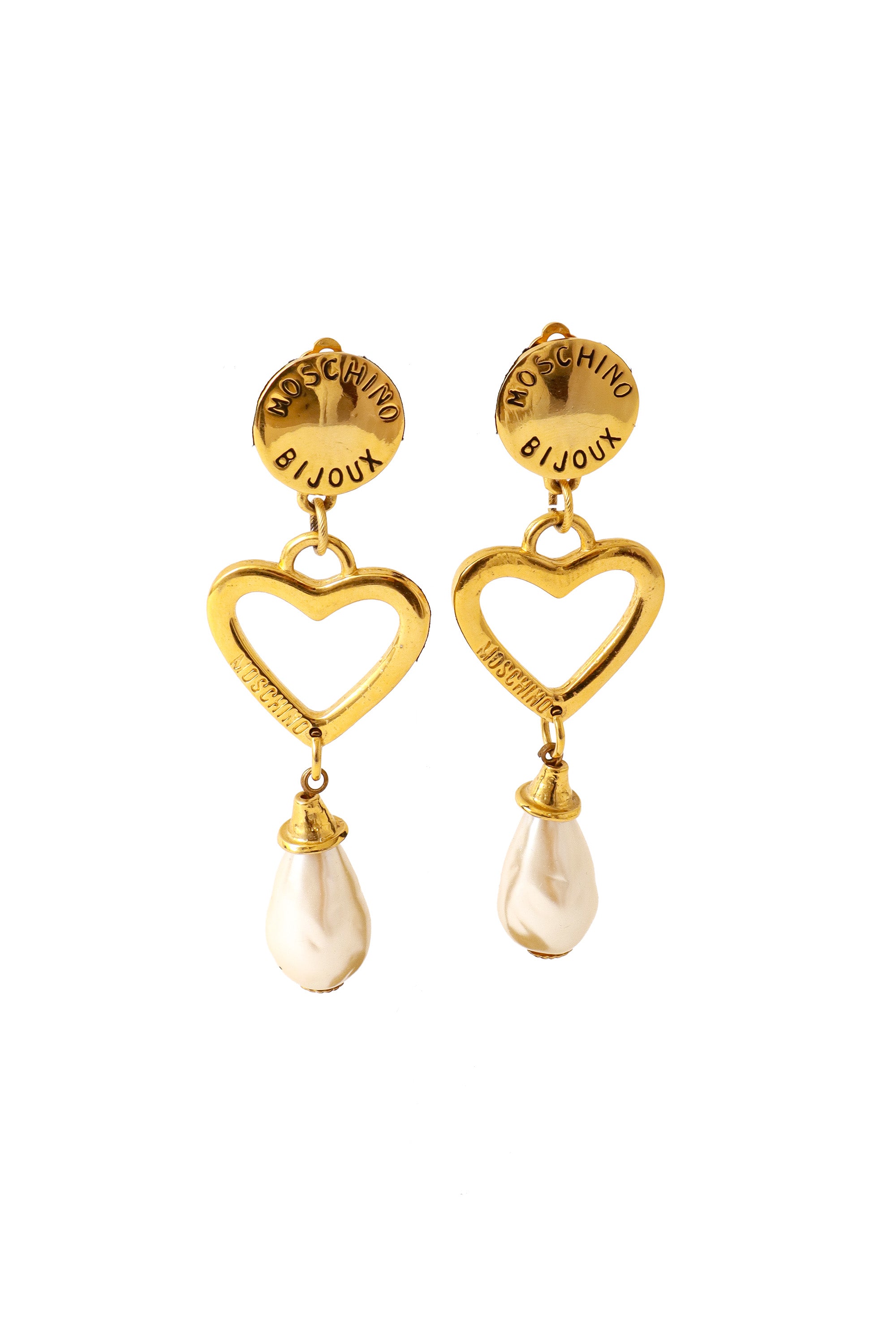 Bijoux Heart Pearl Earrings by Moschino @ Recess LA