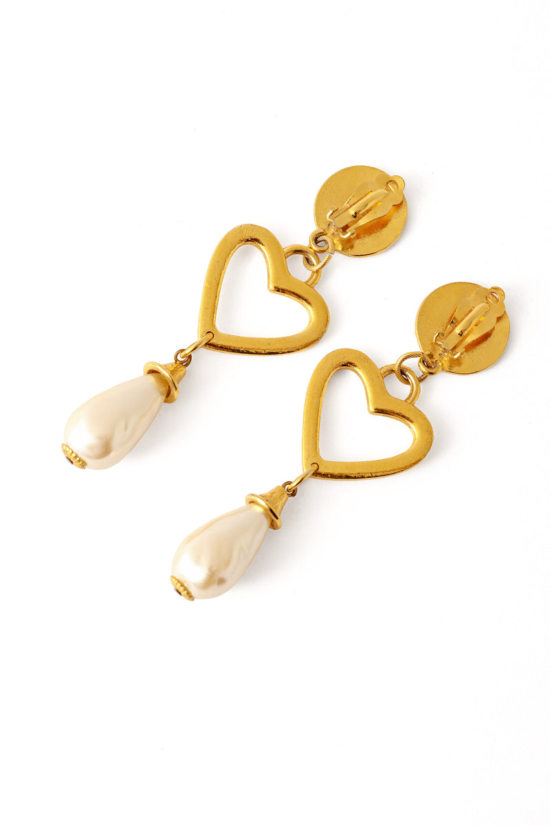 Bijoux Heart Pearl Earrings by Moschino backs @ Recess LA