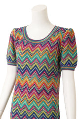Vintage Missoni Zig Zag Knit Cap Sleeve Dress on mannequin close @ Recess LA