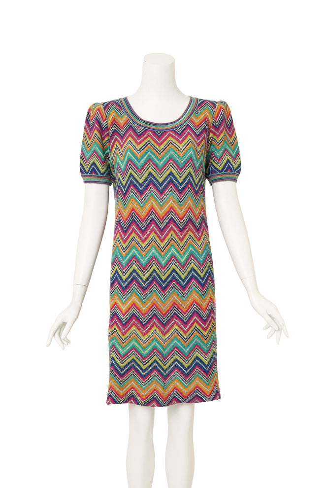 Vintage Missoni Zig Zag Knit Cap Sleeve Dress on mannequin @ Recess LA