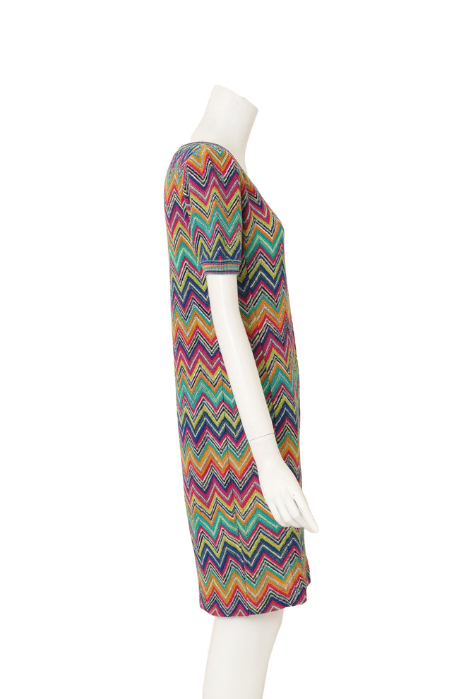 Vintage Missoni Zig Zag Knit Cap Sleeve Dress on mannequin side @ Recess LA