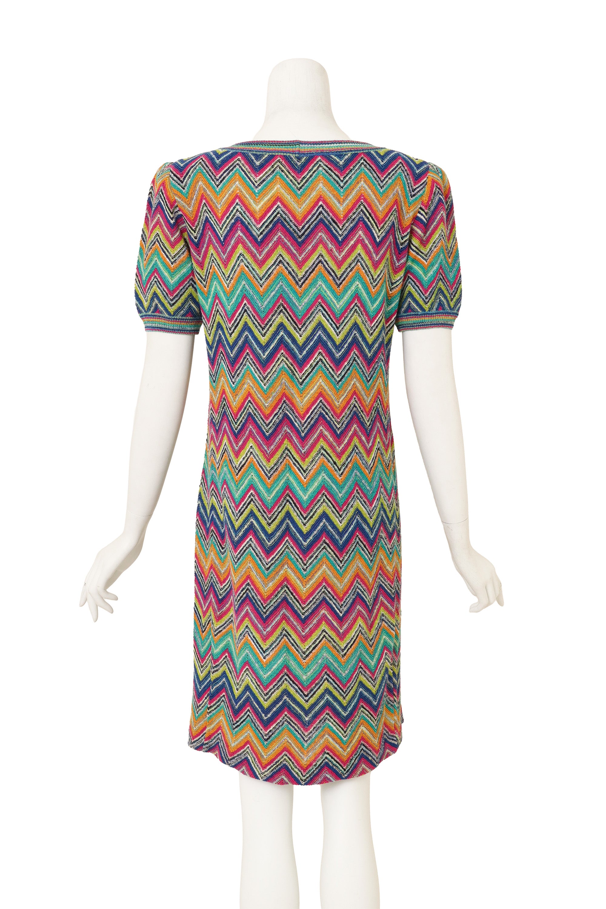 Vintage Missoni Zig Zag Knit Cap Sleeve Dress on mannequin back @ Recess LA