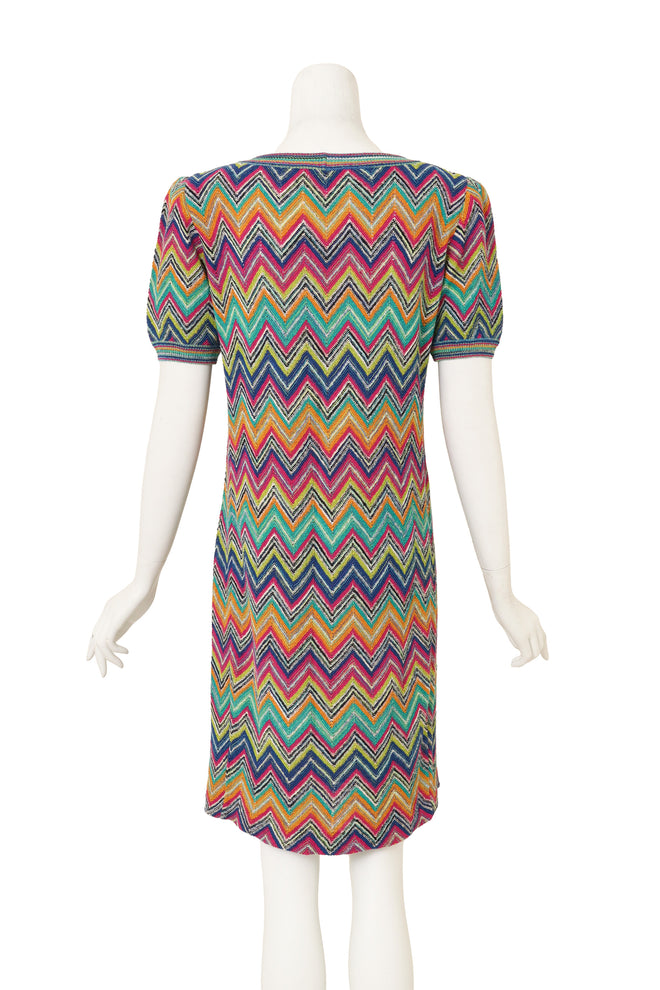 Vintage Missoni Zig Zag Knit Cap Sleeve Dress on mannequin back @ Recess LA