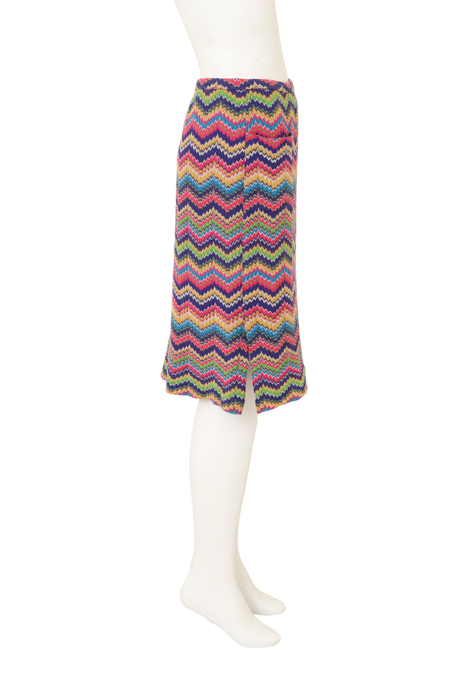 Vintage Missoni Chevron Stripe Knit Midi Skirt on mannequin side @ Recess LA