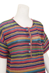 Vintage Missoni Stripe Knit Henley Top on mannequin close @ Recess LA