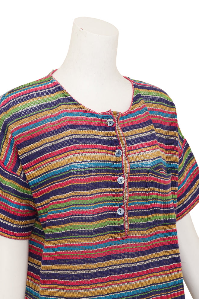 Vintage Missoni Stripe Knit Henley Top on mannequin close @ Recess LA