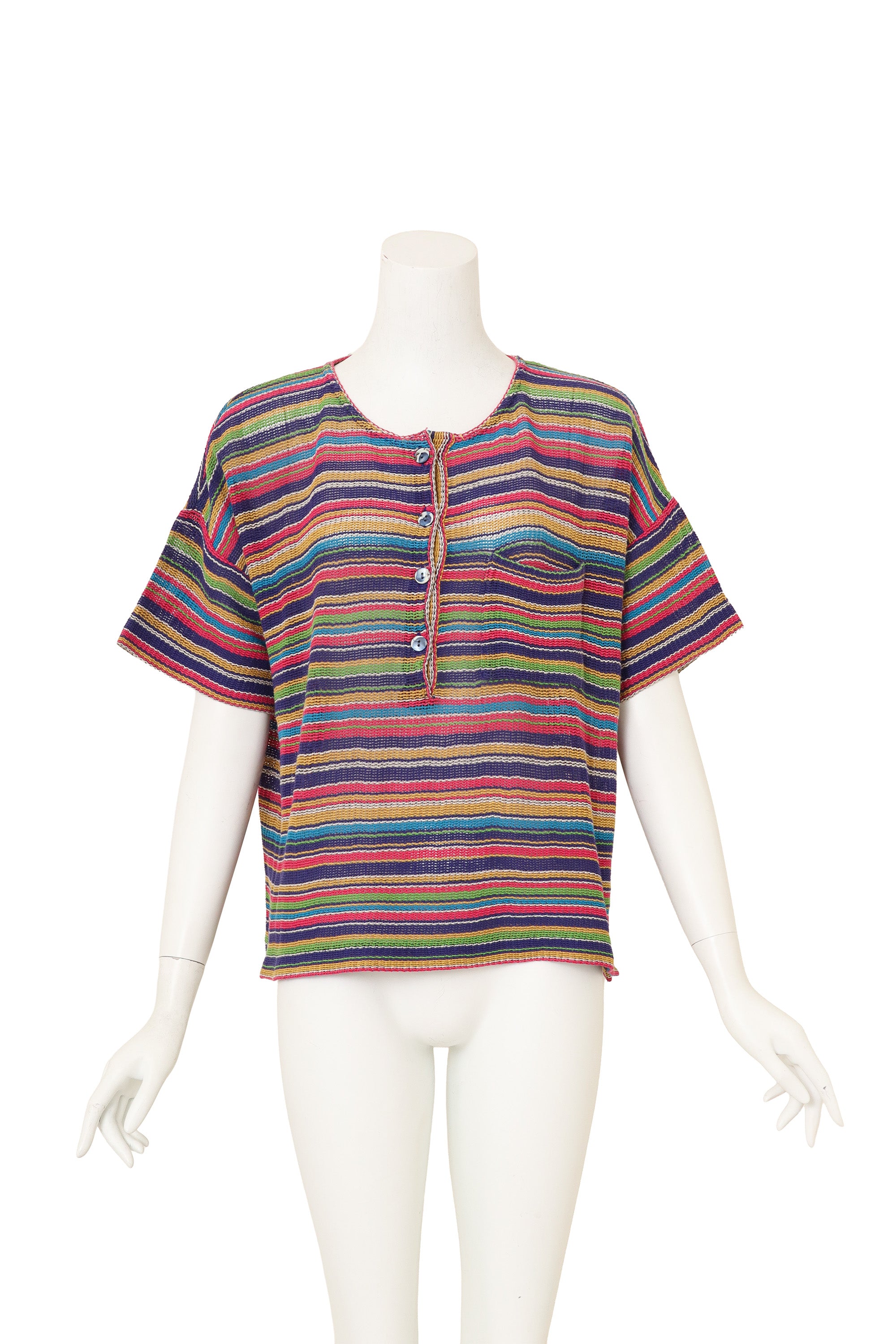 Vintage Missoni Stripe Knit Henley Top on mannequin @ Recess LA