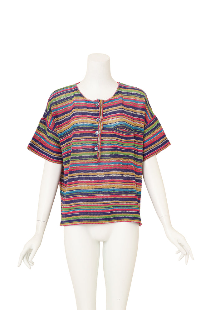 Vintage Missoni Stripe Knit Henley Top on mannequin @ Recess LA