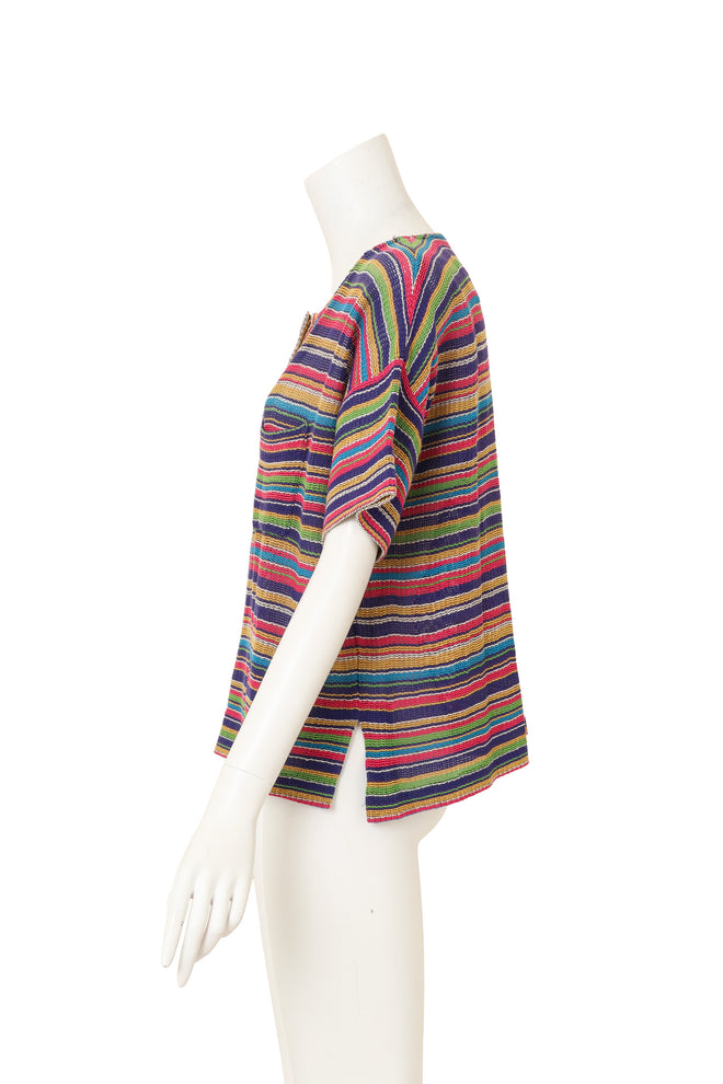 Vintage Missoni Stripe Knit Henley Top on mannequin side @ Recess LA