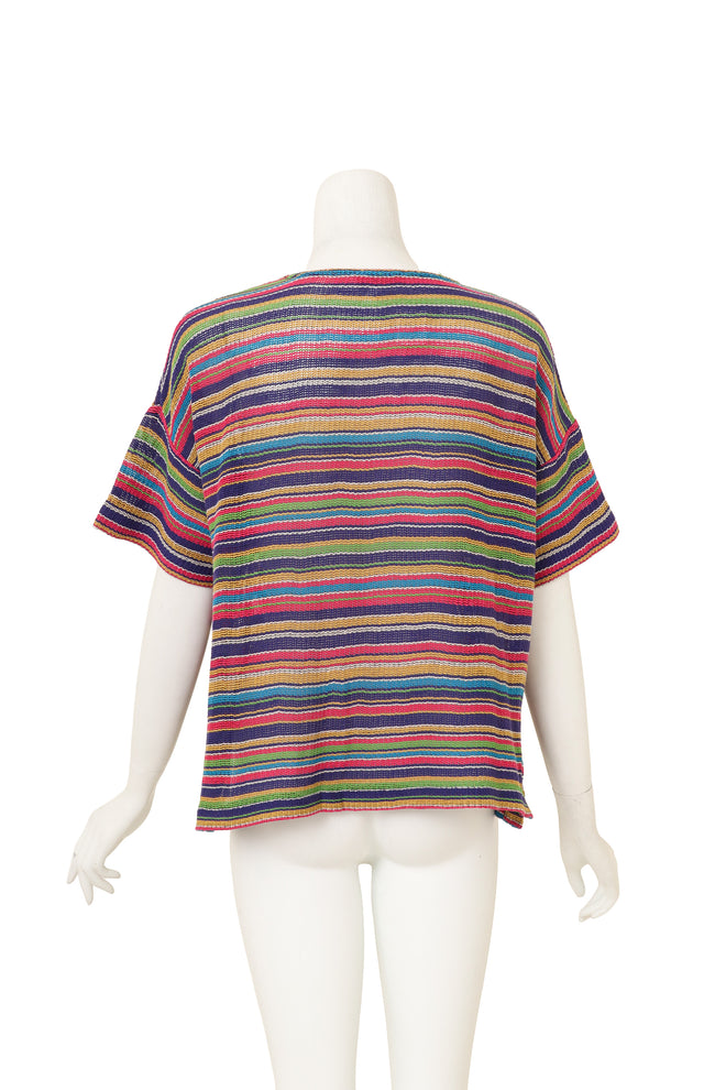 Vintage Missoni Stripe Knit Henley Top on mannequin back @ Recess LA