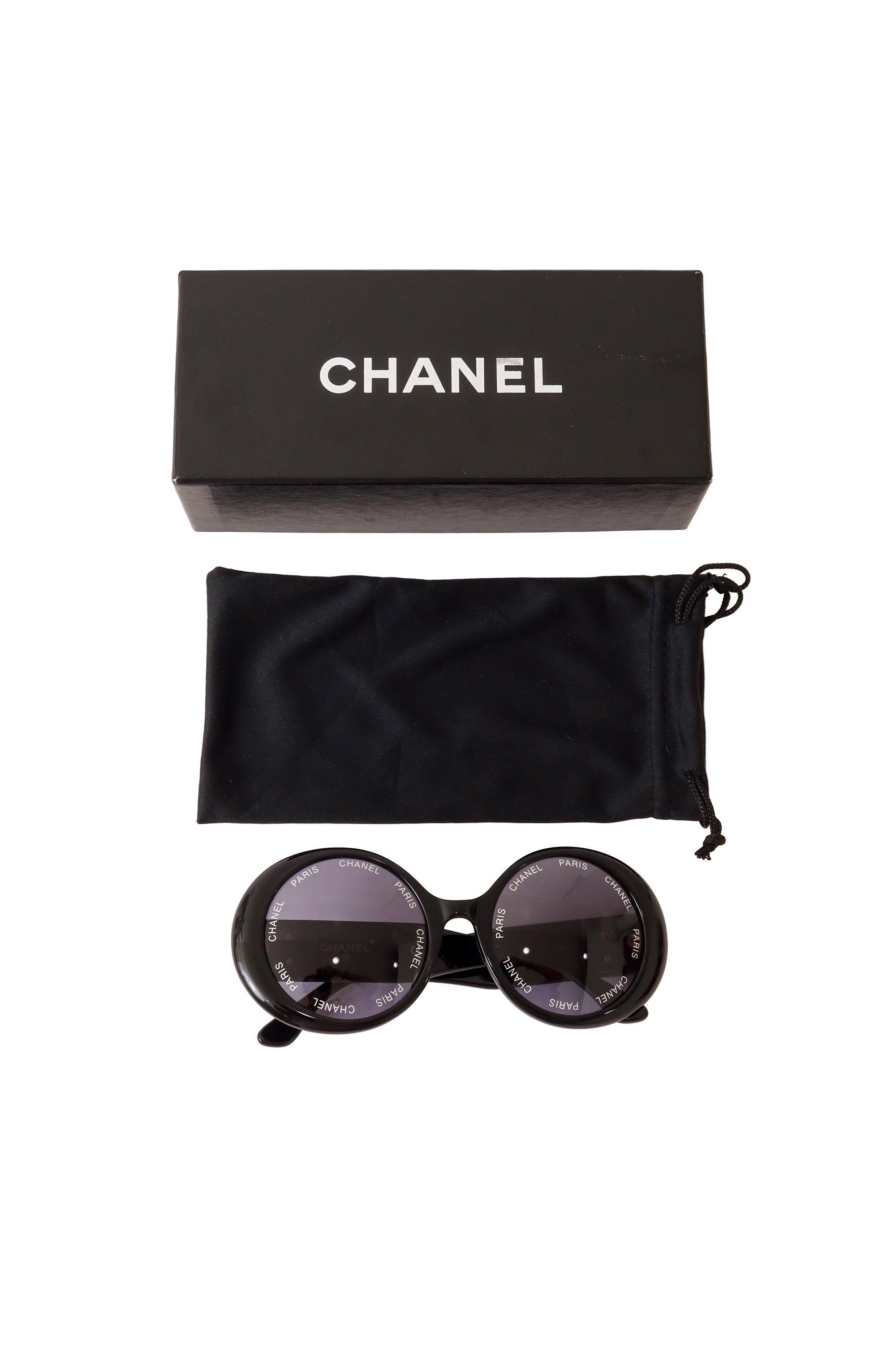 Oversize round sunglasses by Chanel with box and bag @ Recess LA