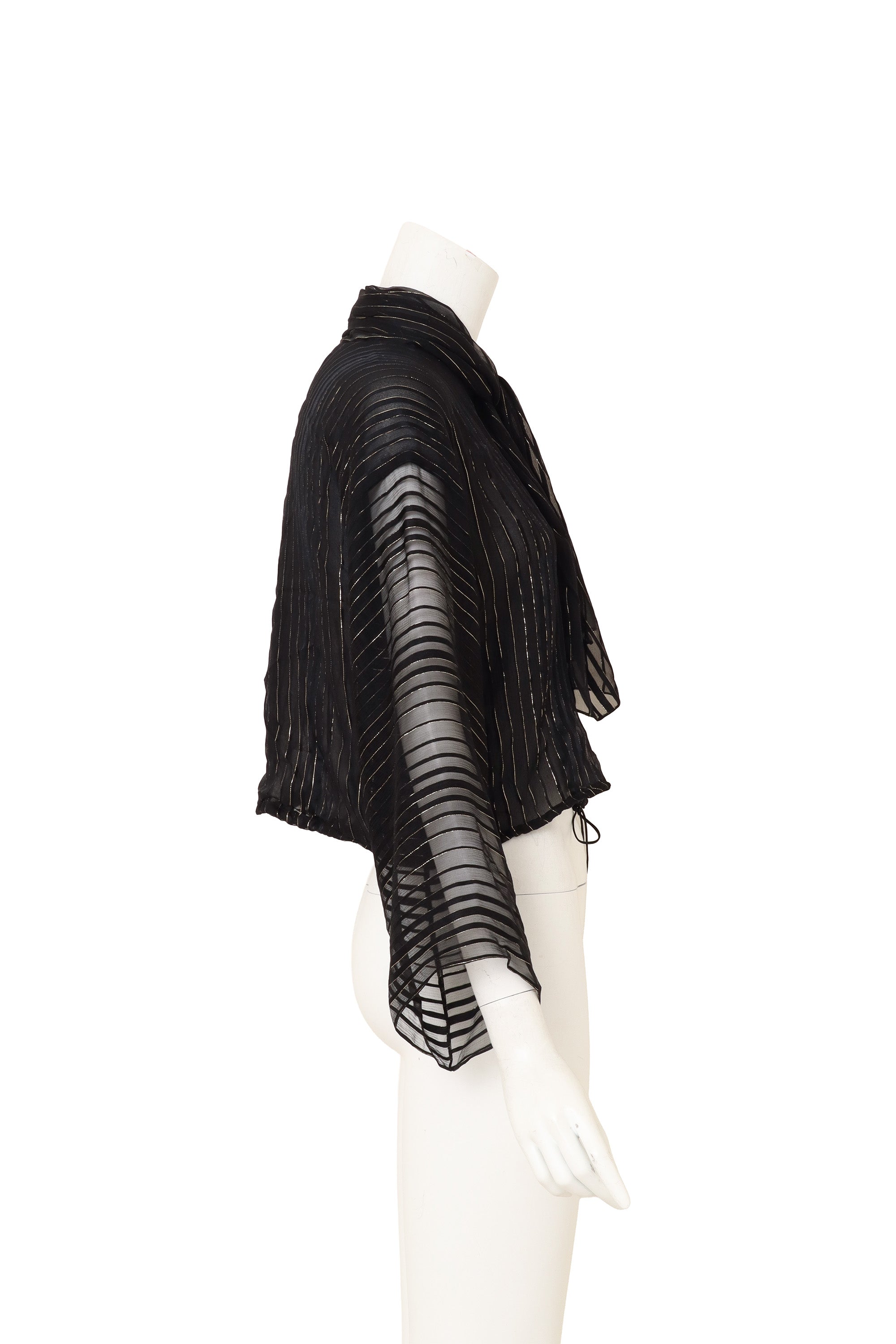 Sheer Metallic Stripe Blouse by Julio side of mannequin @ Recess LA