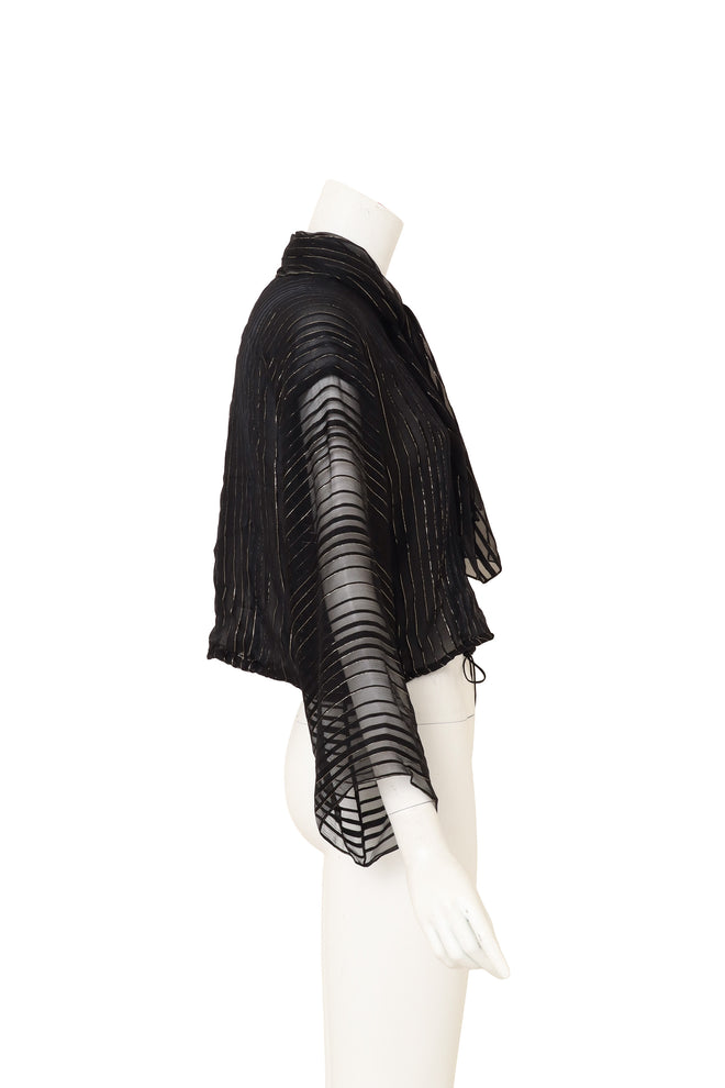 Sheer Metallic Stripe Blouse by Julio side of mannequin @ Recess LA
