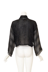 Sheer Metallic Stripe Blouse by Julio back of mannequin @ Recess LA