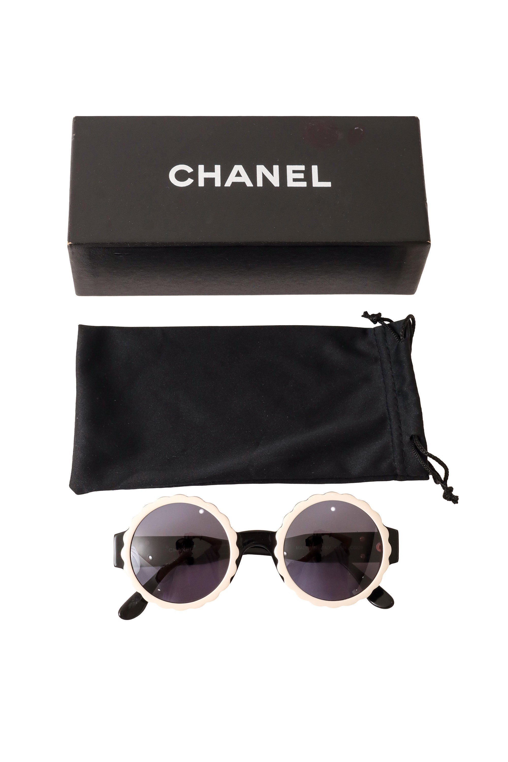 scalloped sunglasses by Chanel with box and bag @ Recess LA