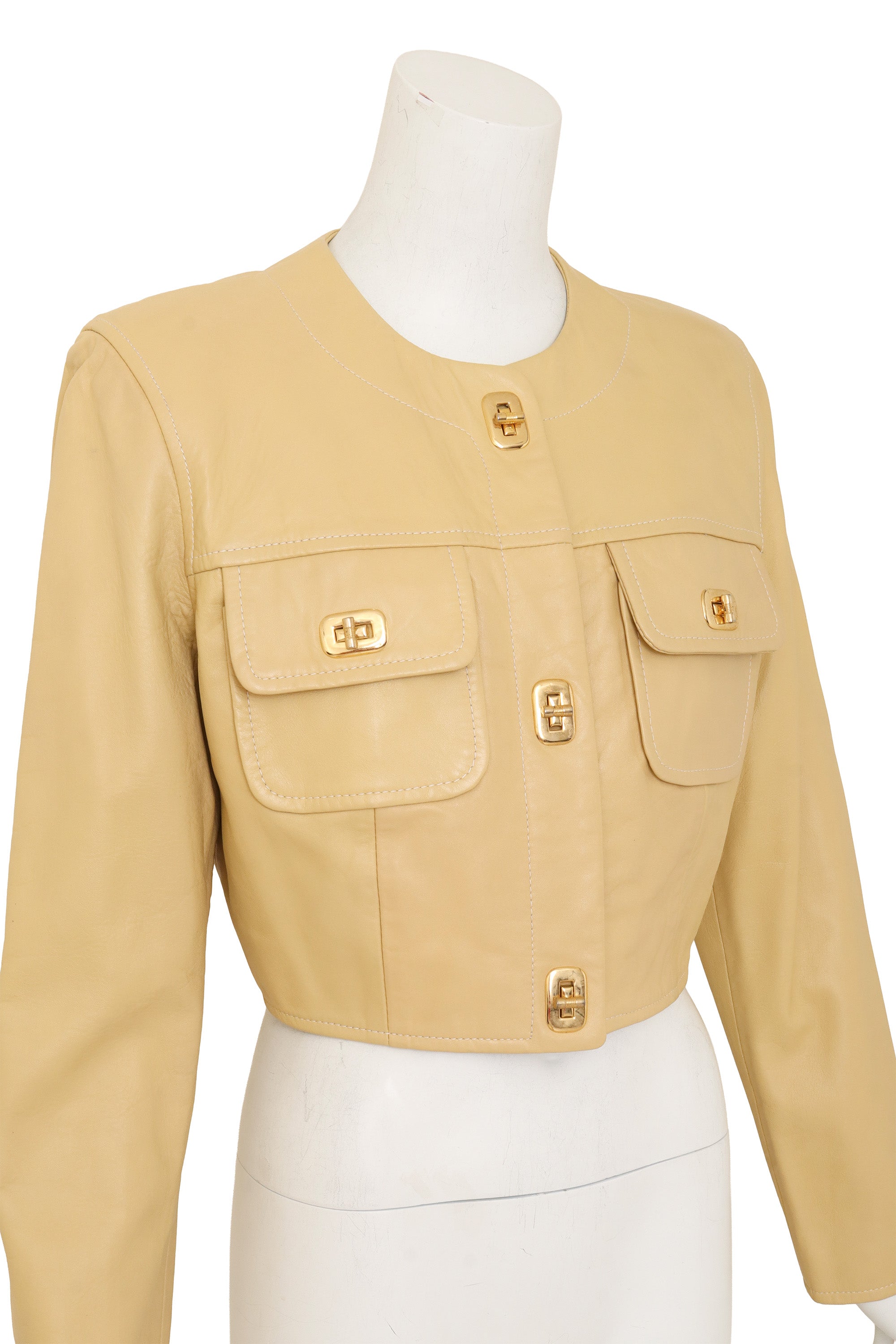 Leather Cropped Jacket by North Beach closer view @ Recess LA