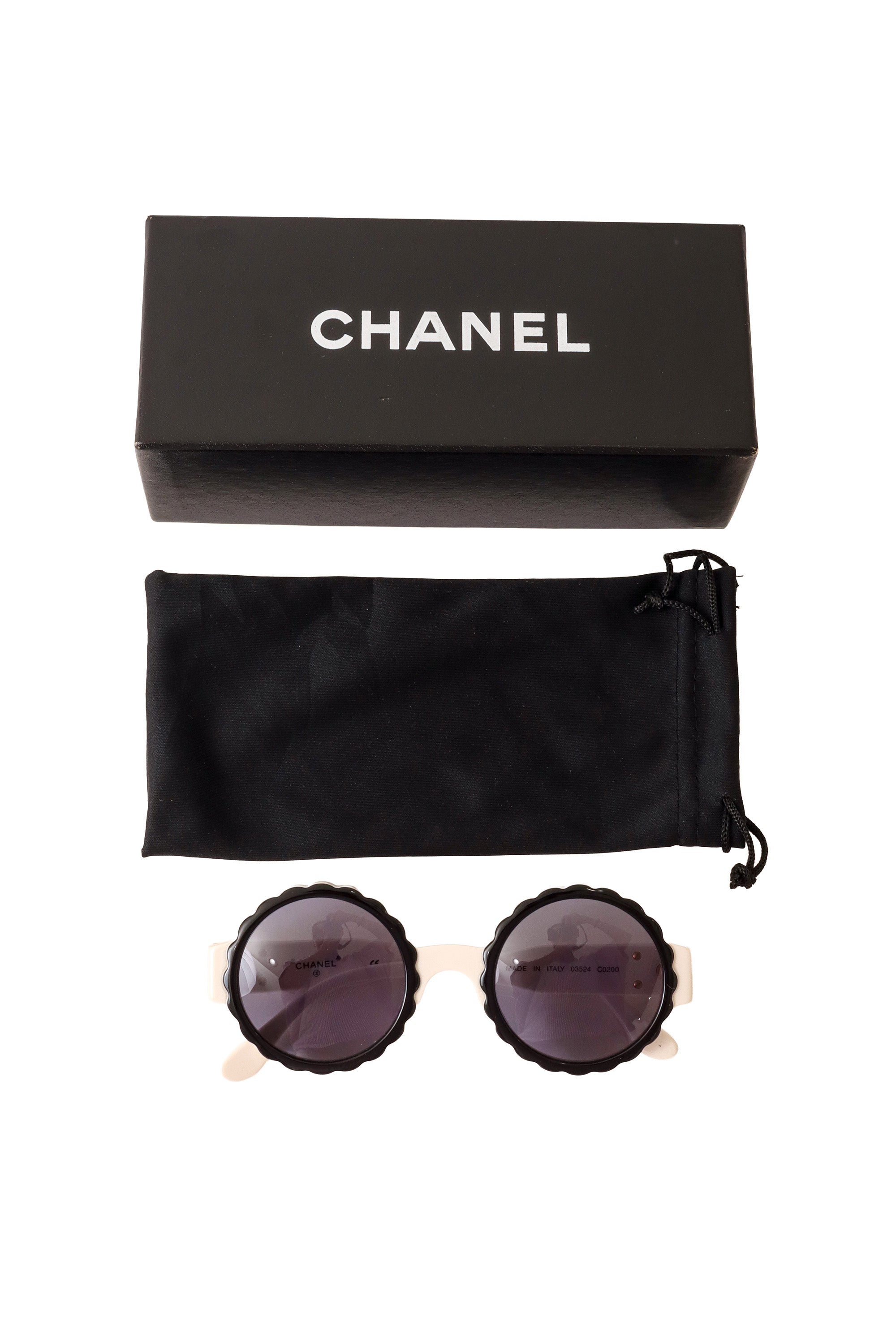scalloped sunglasses by Chanel with box and bag @ Recess LA
