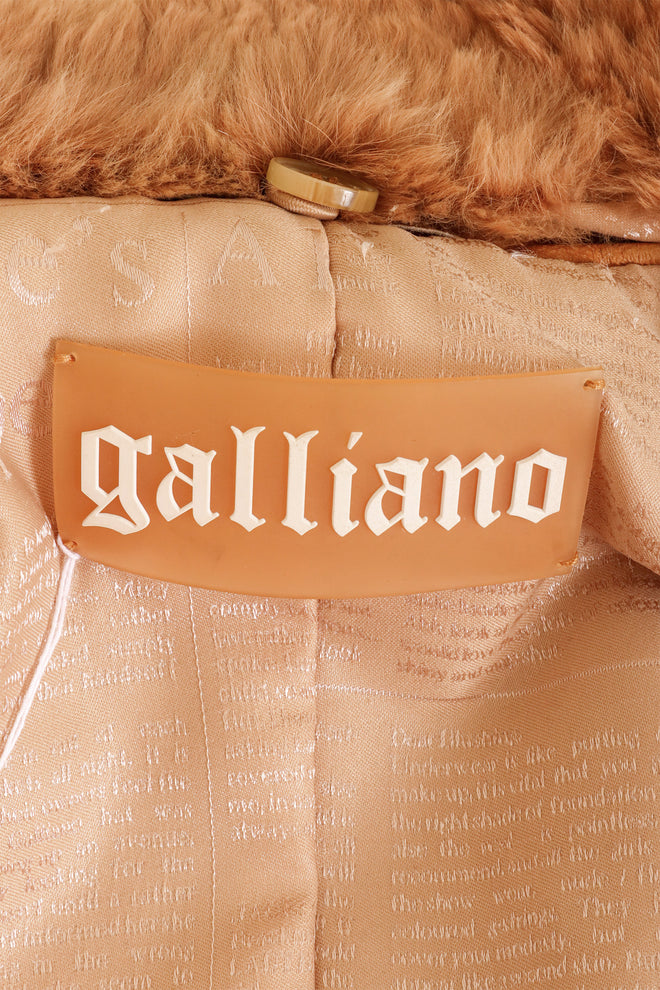 Galliano Detachable Fur Collar Leather Jacket label @ Recess LA