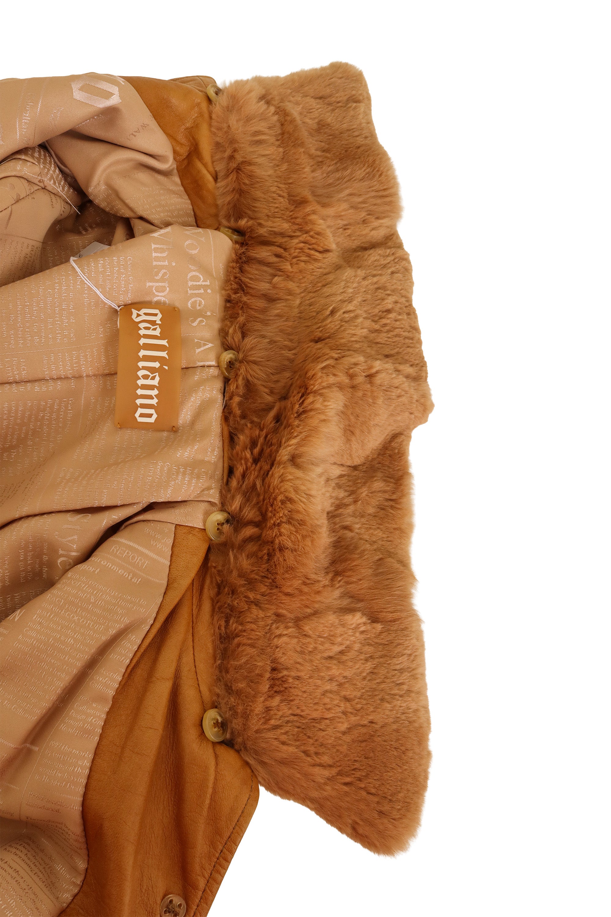 Galliano Detachable Fur Collar Leather Jacket collar buttons @ Recess LA