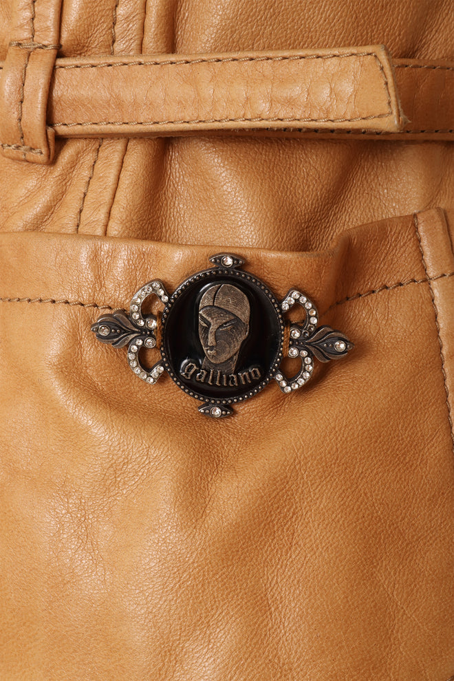 Galliano Detachable Fur Collar Leather Jacket cameo @ Recess LA