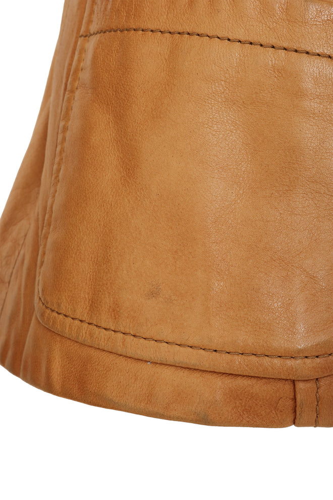 Galliano Detachable Fur Collar Leather Jacket pocket mark  @ Recess LA